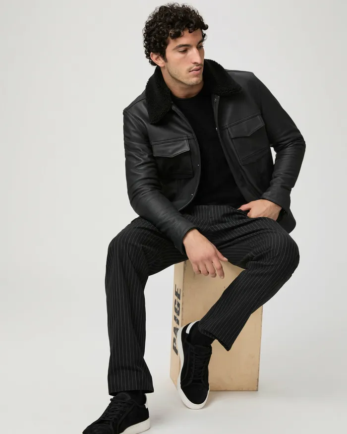 Jackets and Coats PAIGE Men Icon Capsule Pedro Jacket 8211 Black Leather