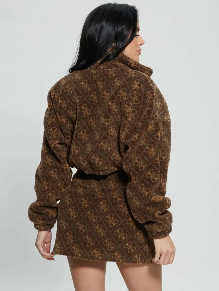 Jackets and Coats Women Bunny Patch Sherpa Fleece Zip Jacket 4g Macro Dark Brown GUESS Jackets and Coats Women Bunny Patch Sherpa Fleece Zip Jacket 4g Macro Dark Brown GUESS