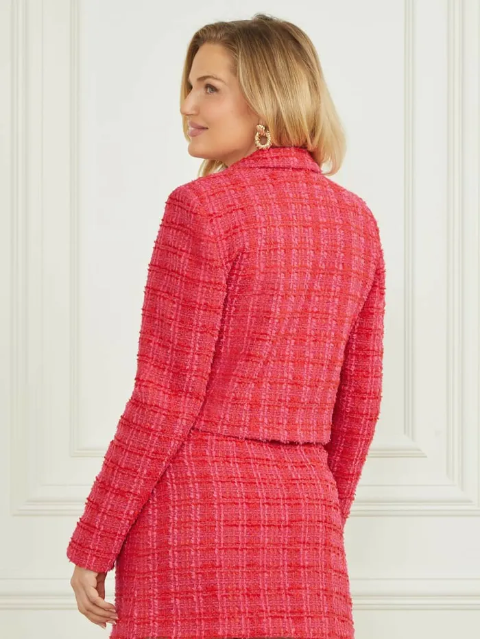 Jackets and Coats Women Laurel Crop Tweed Blazer Jelous Pink Tweed GUESS Jackets and Coats Women Laurel Crop Tweed Blazer Jelous Pink Tweed GUESS