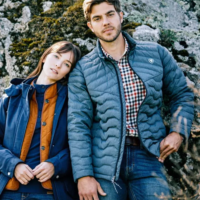 Jackets and Vests Men Ariat Ideal Down Jacket Charcoal Heather