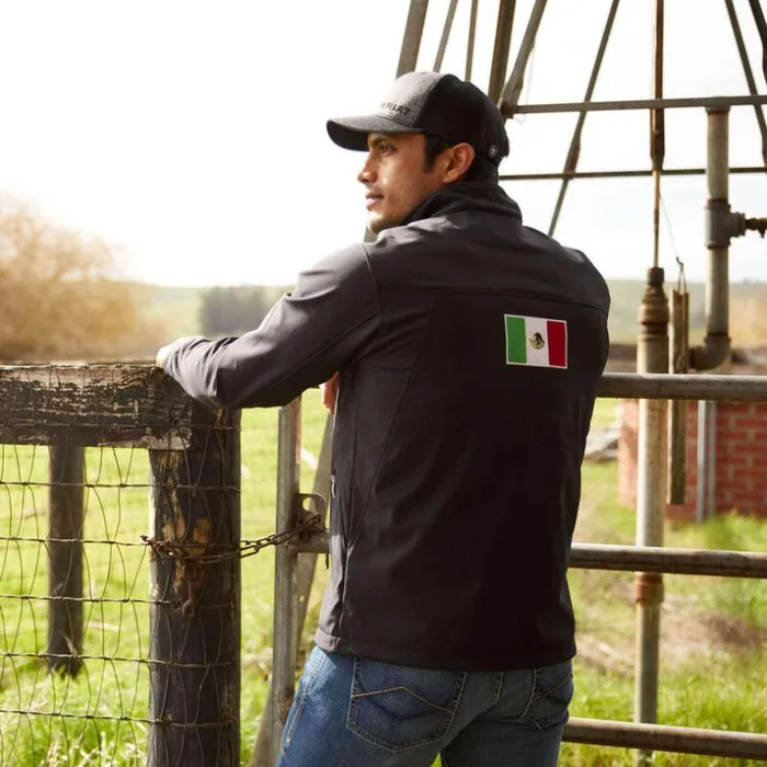 Jackets and Vests Men Ariat New Team Softshell MEXICO Jacket Black Jackets and Vests Men Ariat New Team Softshell MEXICO Jacket Black