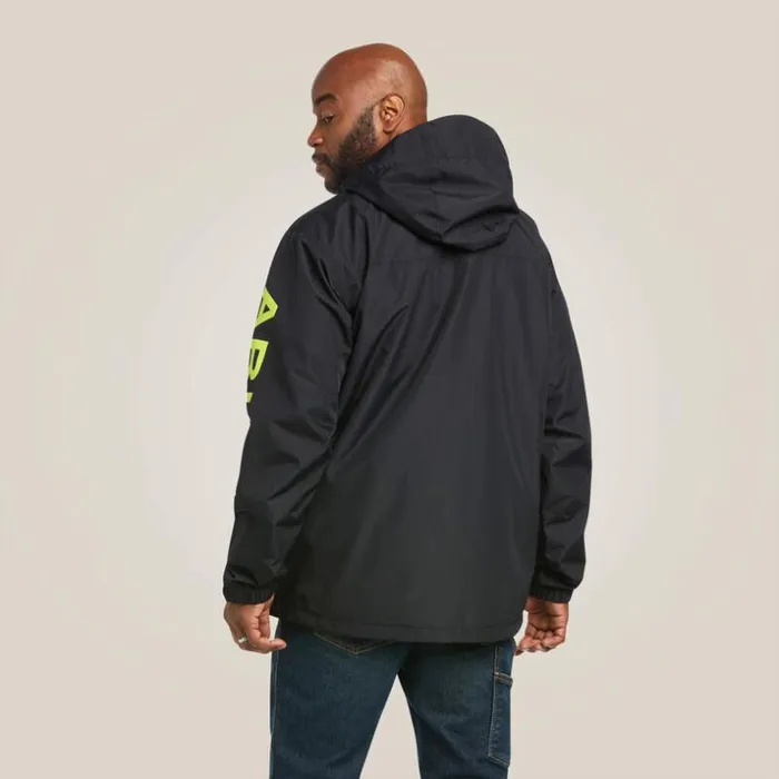 Jackets and Vests Men Ariat Rebar Stormshell Logo Waterproof Jacket Blacklime