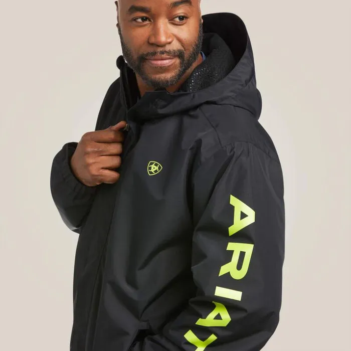 Jackets and Vests Men Ariat Rebar Stormshell Logo Waterproof Jacket Blacklime