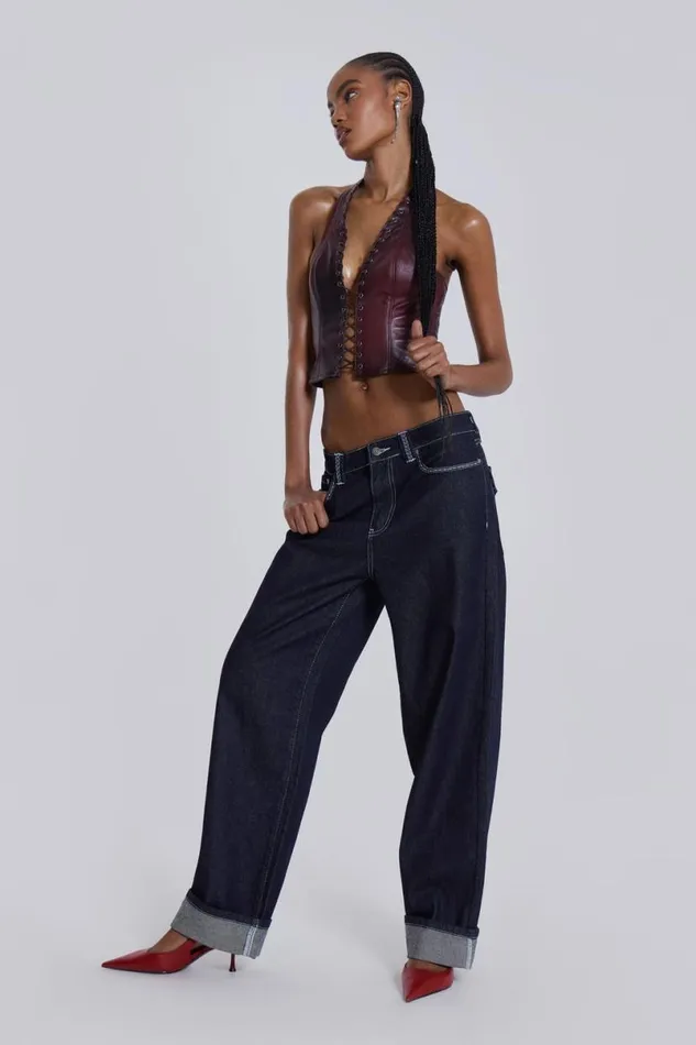 Jaded London Baggy Jeans Men Sonic Embroidered Baggy Jeans Blue