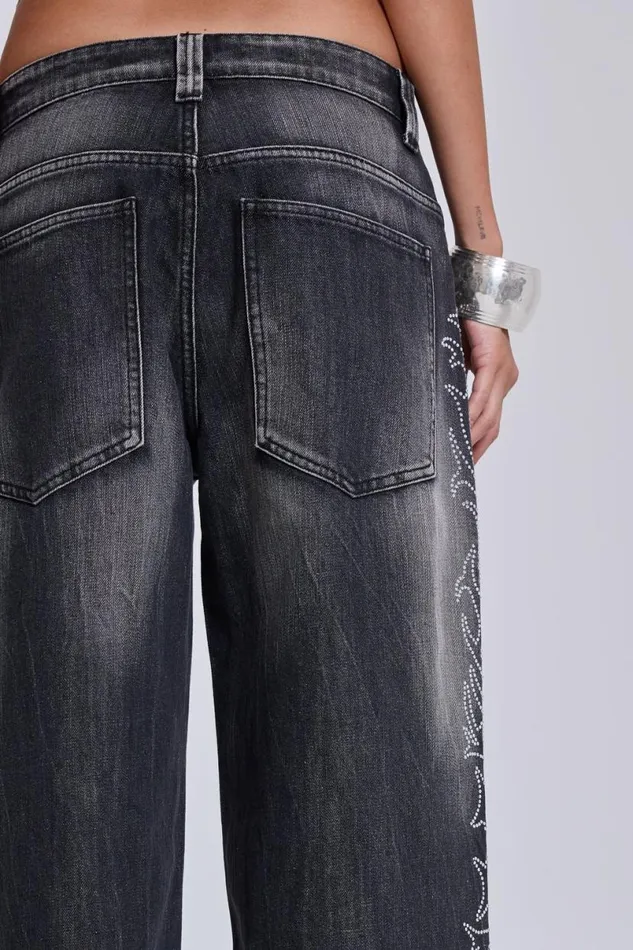 Jaded London Baggy Jeans WomenUnisex Crystalline Colossus Jeans Black