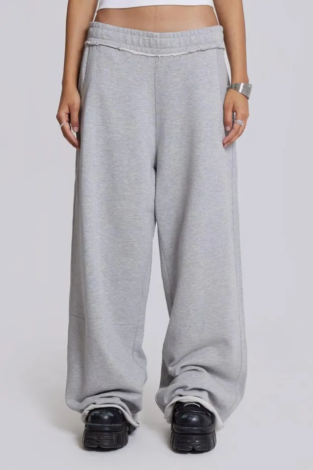 Jaded London Baggy Joggers and Sweatpants WomenUnisex Grey Marl Baggy Monster Joggers Grey