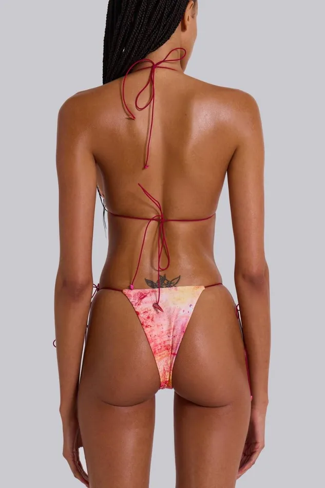 Jaded London Beach CoOrds Women Cantha Micro Triangle Bikini Top With Shell Trim In Sunset Pink