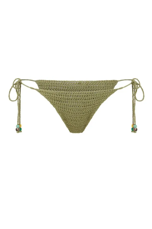 Jaded London Bikini Bottoms Women Green Canary Knit Micro Bikini Bottoms Green
