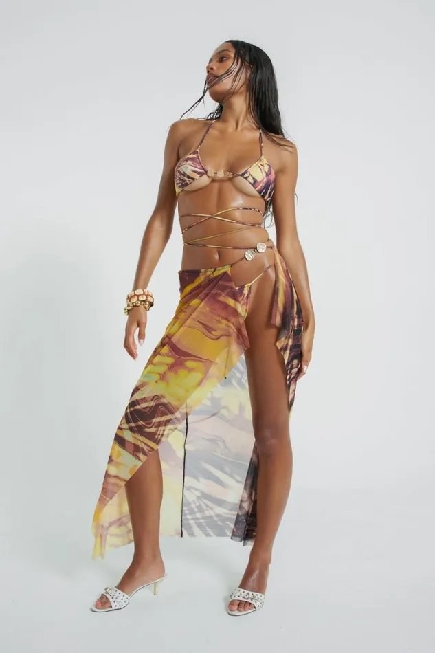 Jaded London Bikini Tops Women Aphrodite Micro Triangle Bikini Top Brown