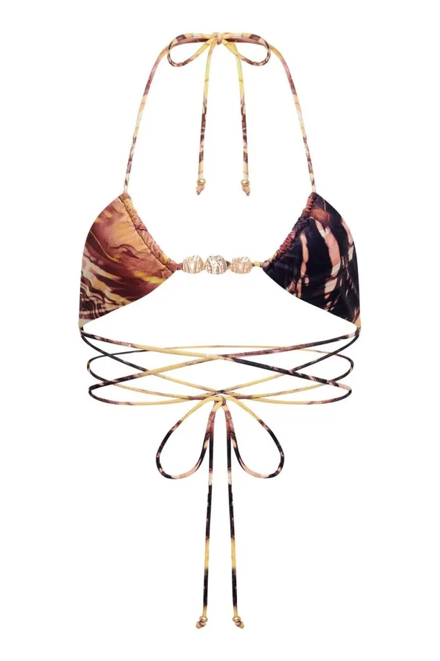 Jaded London Bikini Tops Women Aphrodite Micro Triangle Bikini Top Brown