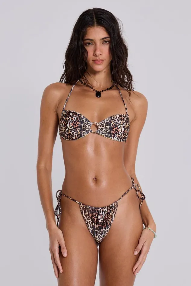 Jaded London Bikini Tops Women Raquel Leopard Reversible Ruched Bikini Top Multi