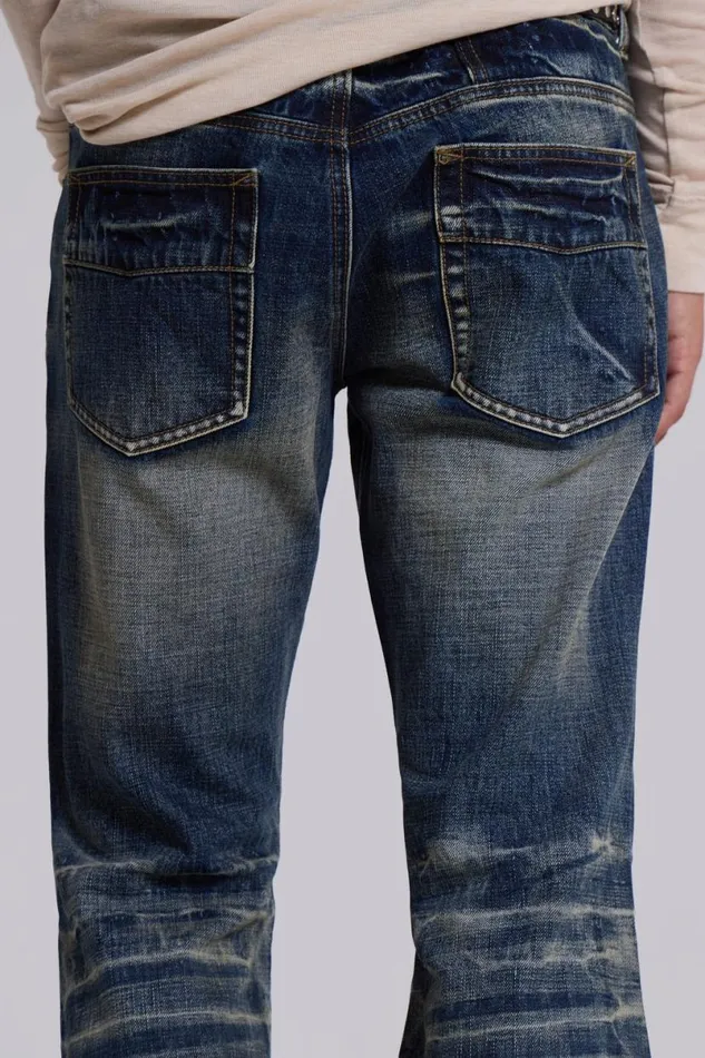 Jaded London Bootcut Jeans Men Mid Blue Drift Jeans Blue
