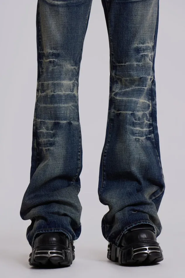 Jaded London Bootcut Jeans Men Mid Blue Drift Jeans Blue