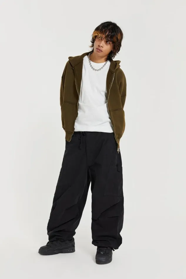 Jaded London Cargo Pants Men Black Parachute Cargo Pants Black