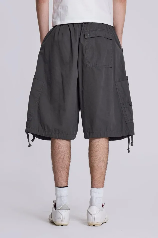 Jaded London Cargo Pants Men Vintage Grey Parachute Cargo Shorts Grey