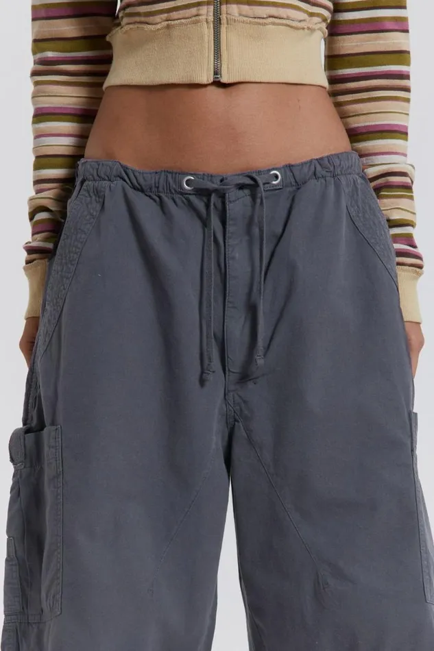 Jaded London Cargo Pants Men Vintage Grey Parachute Cargo Shorts Grey