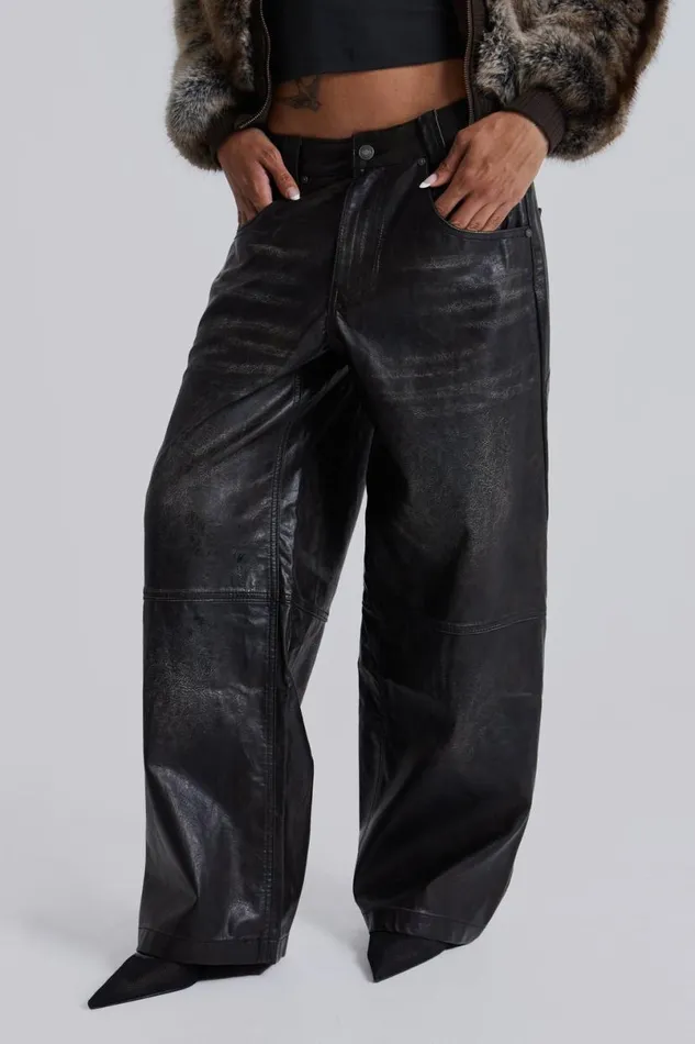 Jaded London CoOrds Women Ash Faux Leather Colossus Trousers Black