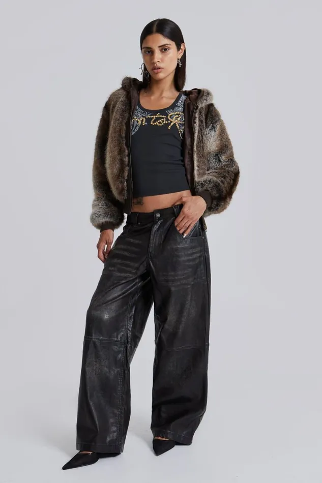Jaded London CoOrds Women Ash Faux Leather Colossus Trousers Black