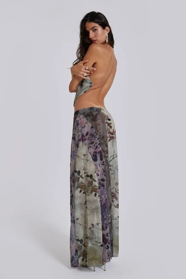 Jaded London CoOrds Women Asteria Backless Top In Grey Floral