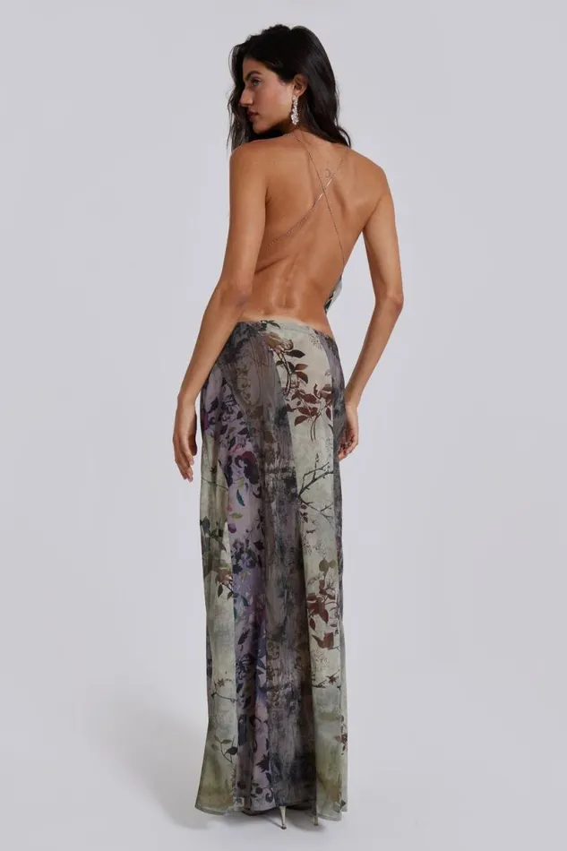 Jaded London CoOrds Women Asteria Backless Top In Grey Floral