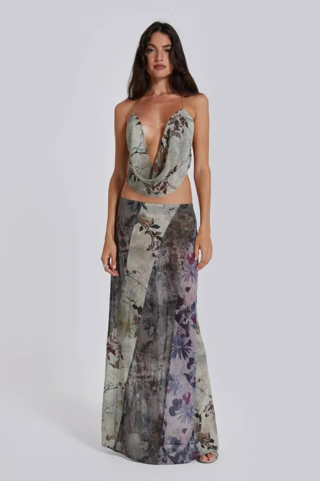 Jaded London CoOrds Women Asteria Backless Top In Grey Floral