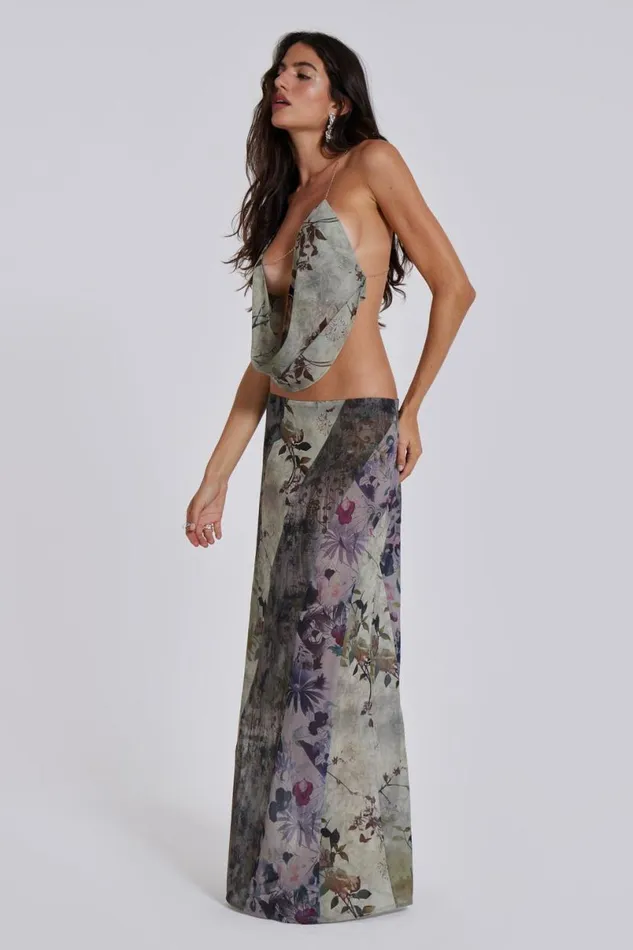 Jaded London CoOrds Women Asteria Backless Top In Grey Floral