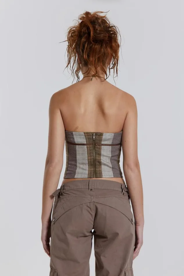 Jaded London CoOrds Women Demi Panelled Check Corset Top Multi