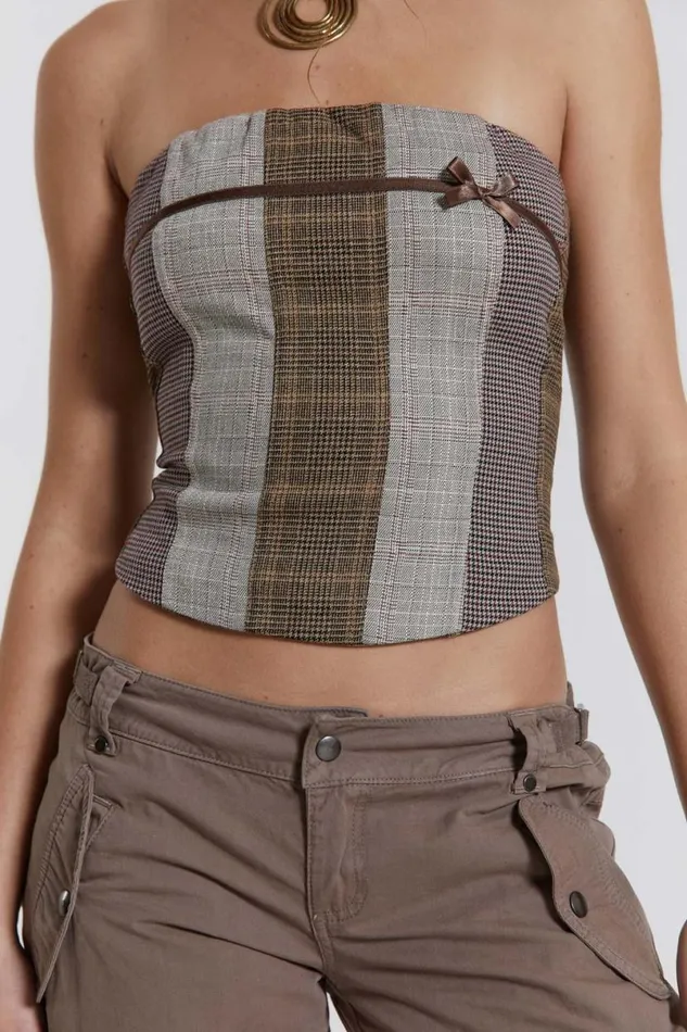 Jaded London CoOrds Women Demi Panelled Check Corset Top Multi
