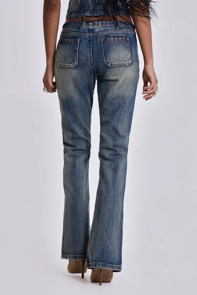 Jaded London CoOrds Women Elia Slim Fit Bootcut Jeans Blue