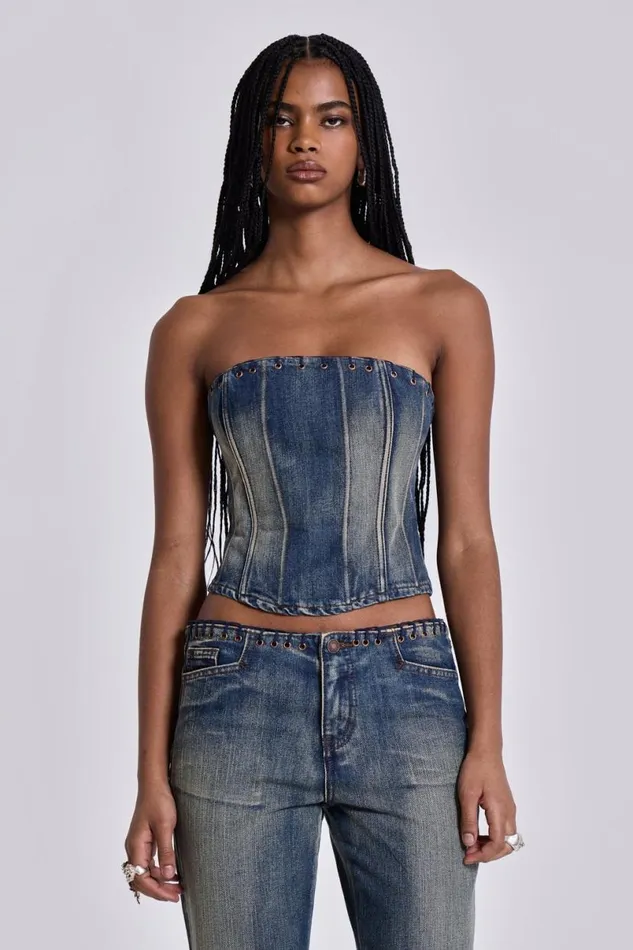 Jaded London CoOrds Women Elia Slim Fit Bootcut Jeans Blue