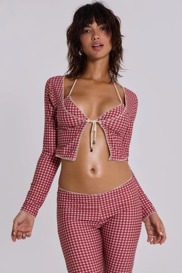Jaded London CoOrds Women Freda Gingham Swim Cardigan Top Multi