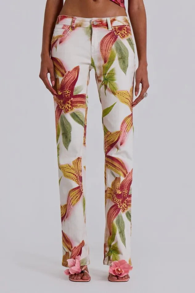 Jaded London CoOrds Women Lily Floral Bootcut Jeans Light Floral