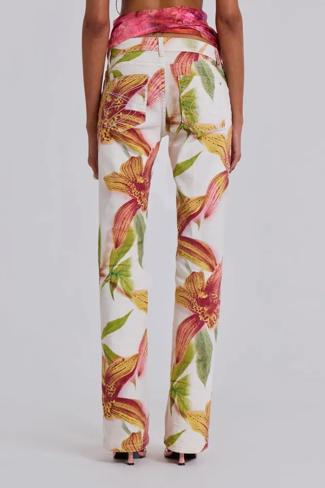 Jaded London CoOrds Women Lily Floral Bootcut Jeans Light Floral