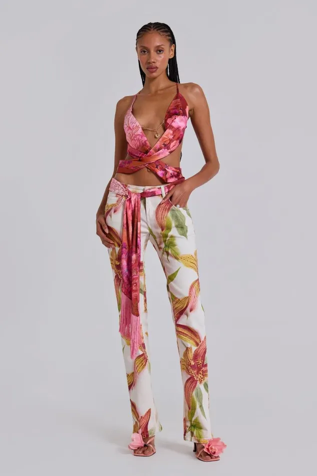 Jaded London CoOrds Women Lily Floral Bootcut Jeans Light Floral