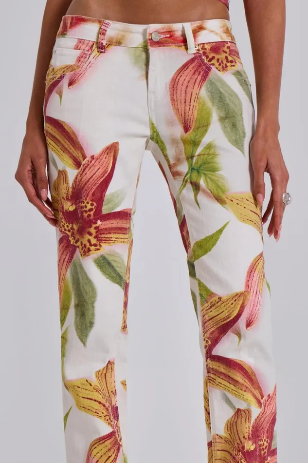 Jaded London CoOrds Women Lily Floral Bootcut Jeans Light Floral