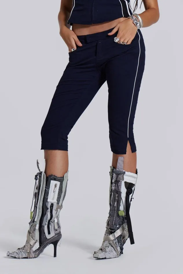 Jaded London CoOrds Women Racer Capri Trousers In Navy Navy