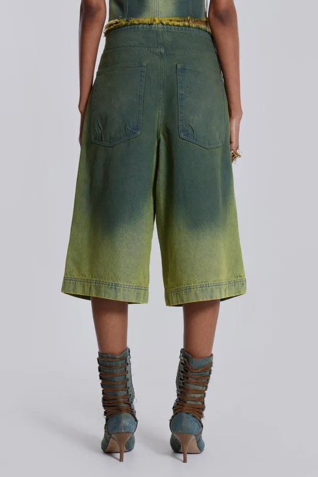Jaded London CoOrds Women Toxic Denim Jorts Green