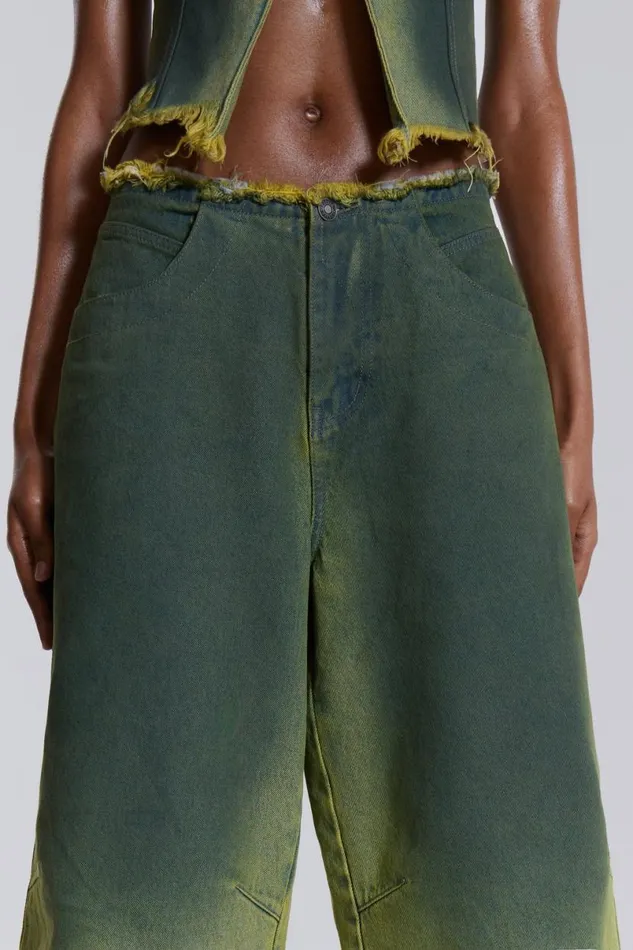Jaded London CoOrds Women Toxic Denim Jorts Green