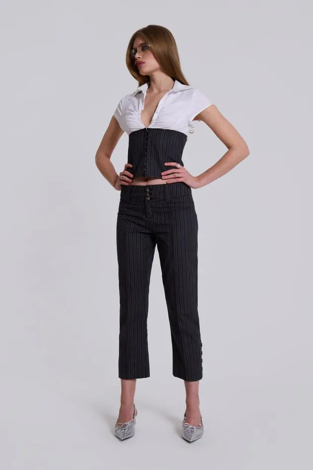 Jaded London CoOrds Women Wednesday Capri Suit Trousers Blue