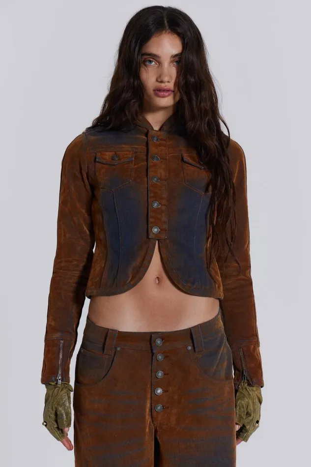 Jaded London CoOrds Women Zebe Velvet Touch Jacket Blue