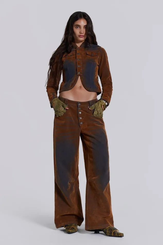 Jaded London CoOrds Women Zebe Velvet Touch Jacket Blue