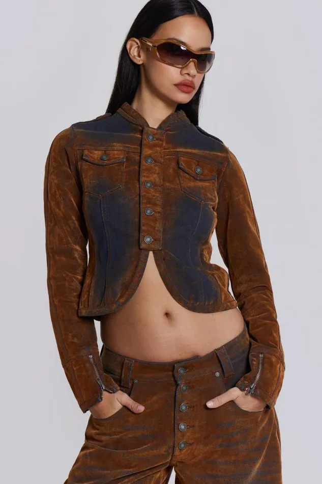 Jaded London CoOrds Women Zebe Velvet Touch Jacket Blue