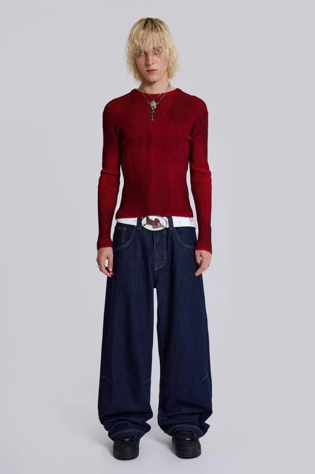 Jaded London Colossus Jeans Men Indigo Low Rise Colossus Baggy Jeans Blue