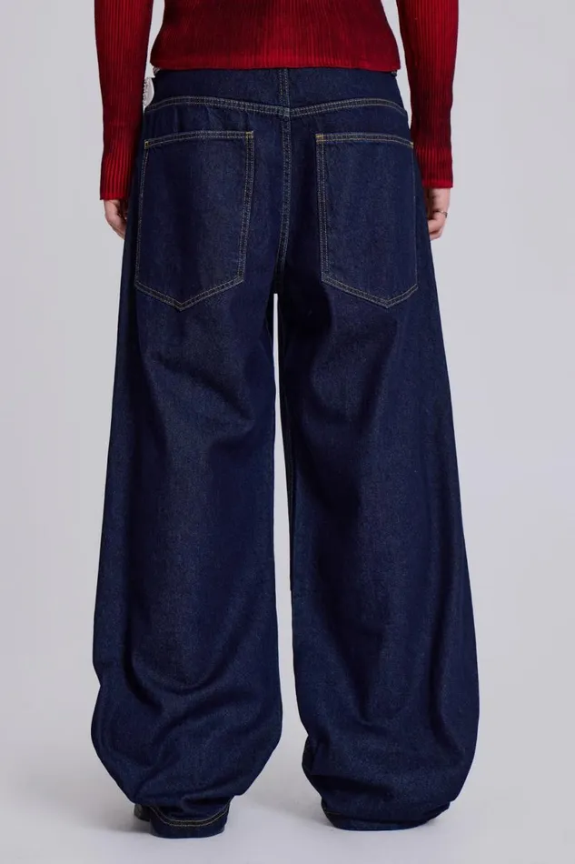 Jaded London Colossus Jeans Men Indigo Low Rise Colossus Baggy Jeans Blue