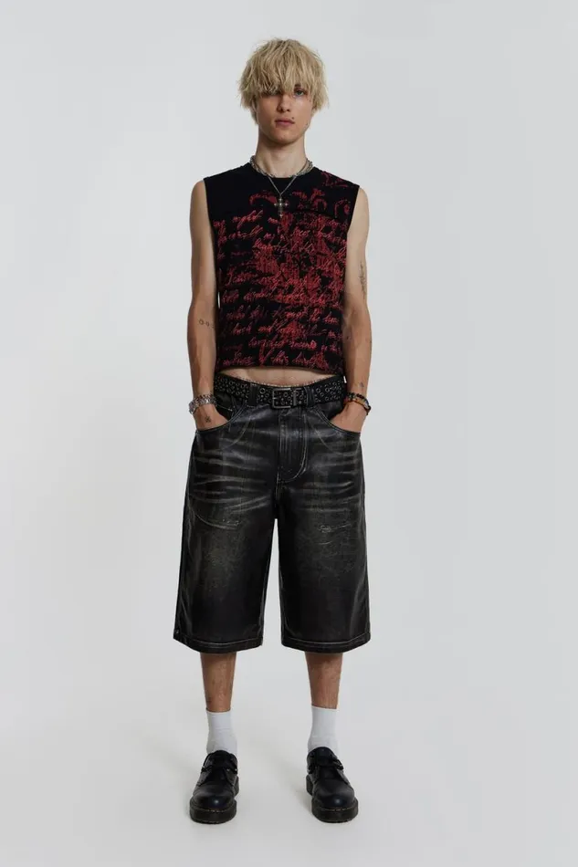 Jaded London Colossus Jeans Women Ash Faux Leather Colossus Shorts Black