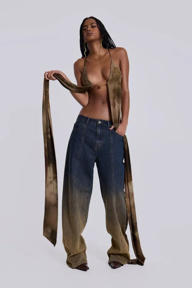 Jaded London Crop Tops Women Ayla Backless Plunge Wrap Top In Brown Brown