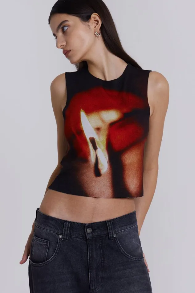 Jaded London Crop Tops Women Motion Slinky Tank Top Black