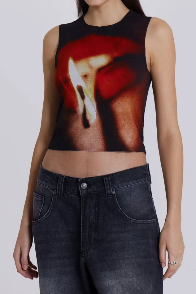 Jaded London Crop Tops Women Motion Slinky Tank Top Black