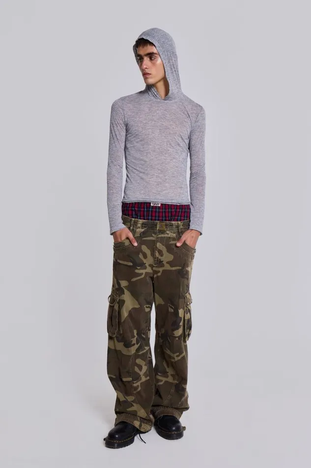 Jaded London Hoodies and Sweatshirts Men Grey Marl Mist Hoodie Grey