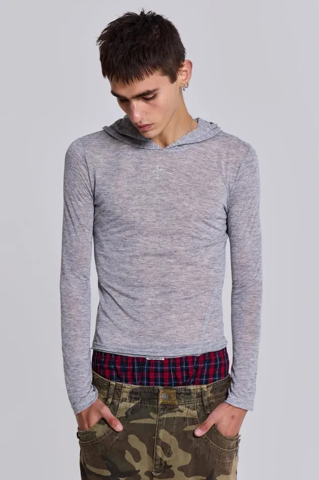 Jaded London Hoodies and Sweatshirts Men Grey Marl Mist Hoodie Grey